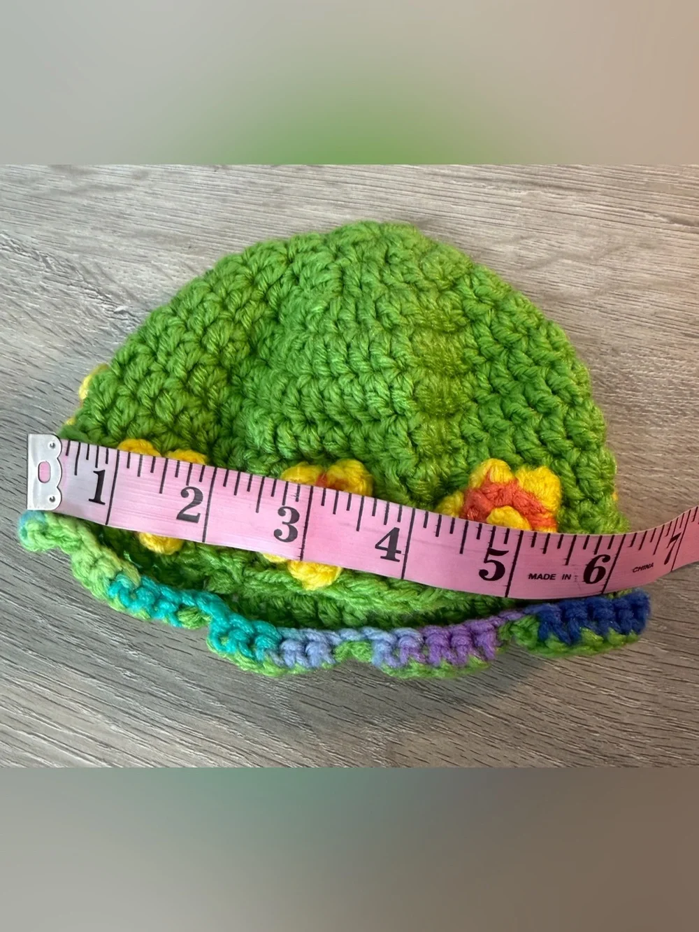 Bundle of 2 - Handmade Crochet Baby Hats Floral Colorful Cottagecore